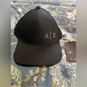 A|X Armani Exchange Black Trucker Hat Cap Designer Luxury Unisex Cotton NWT $79